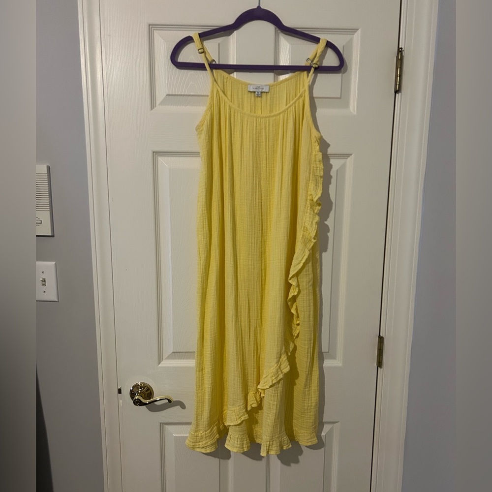 New Directions Light Yellow Gauze Textured Maxi Dress